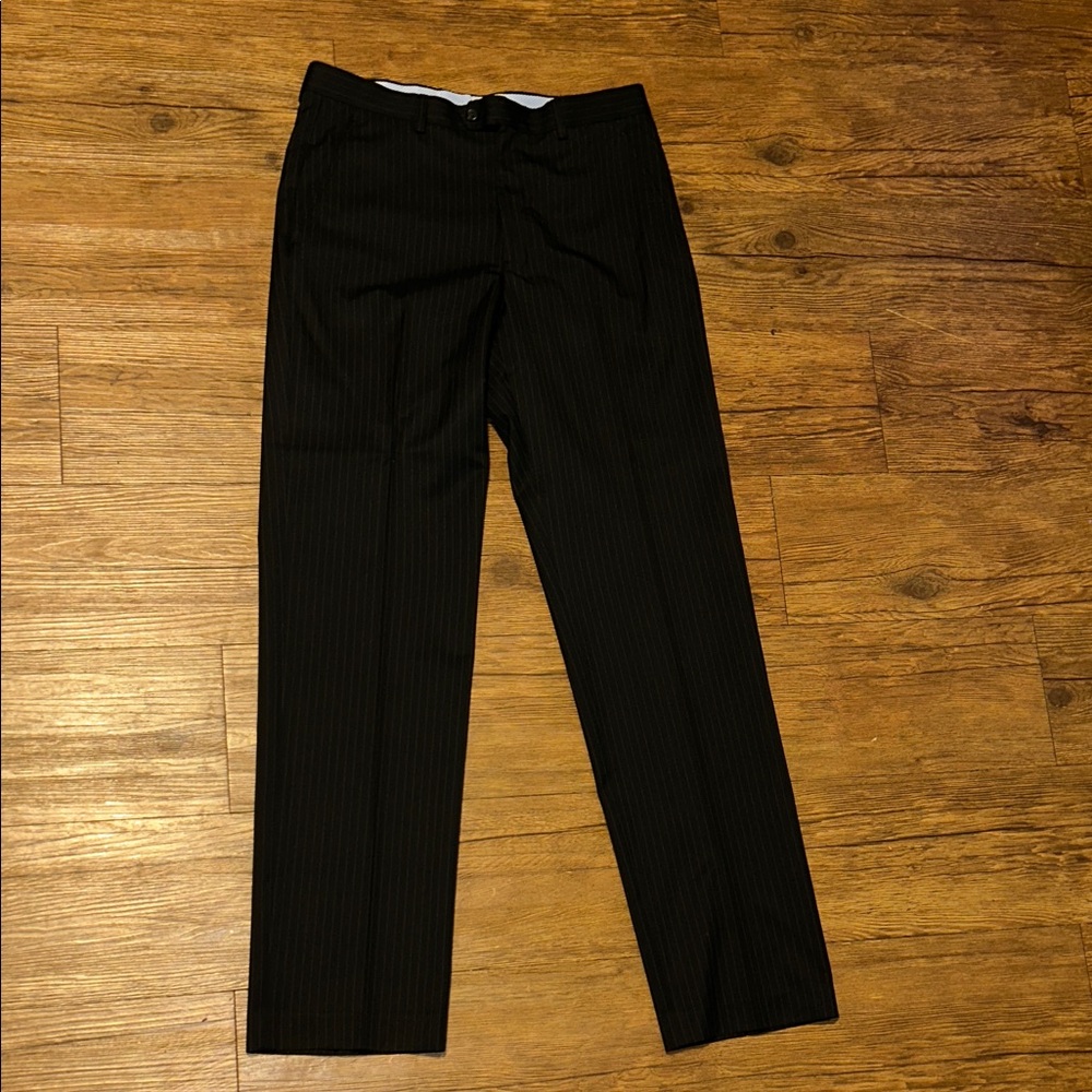 Chaps Black Pinstripe Slim Fit Pants